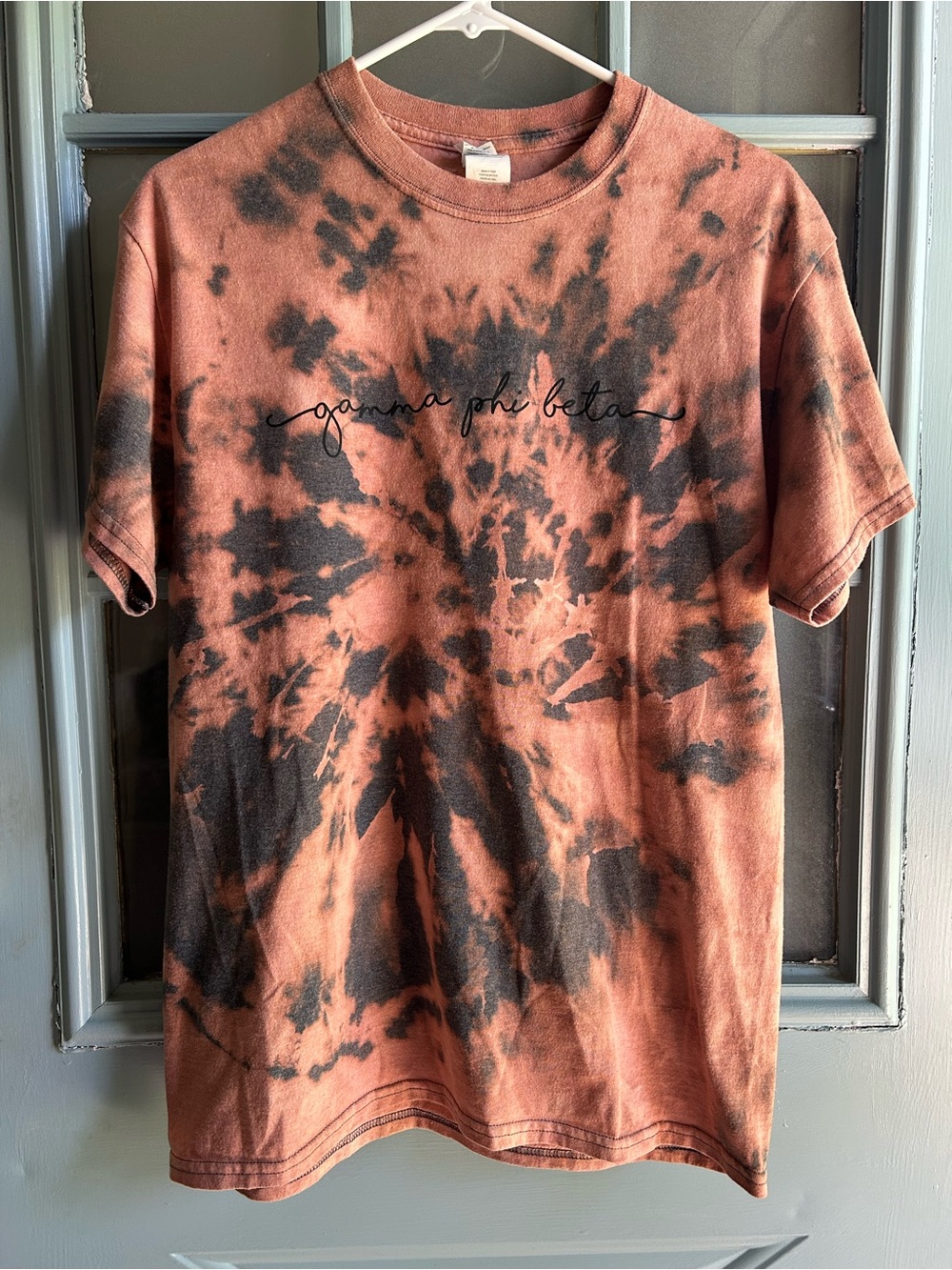 Gamma Phi Beta Tie Dye Acid Washed Short Sleeve Rush Tee Gildan Cotton Blend M